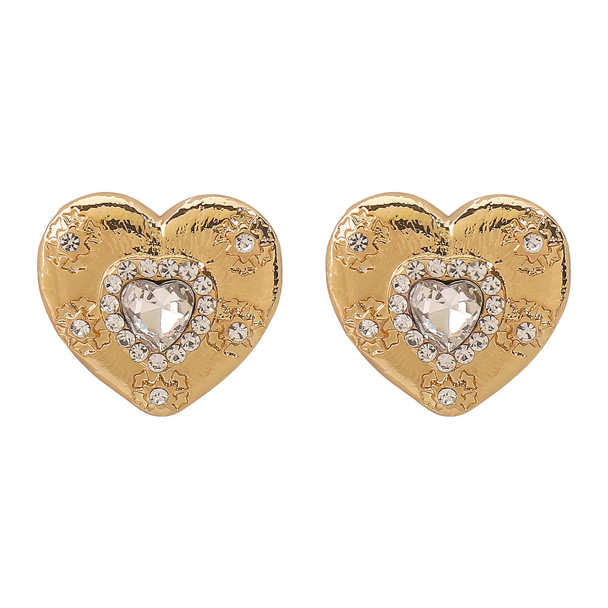 Wholesale Heart-shaped Lava Texture Zircon Necklace